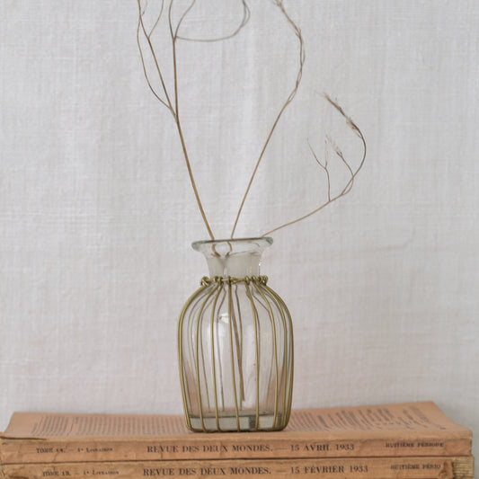 Curved Brass Wire Bud Vase