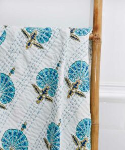 Aqua Shell Kantha Quilt