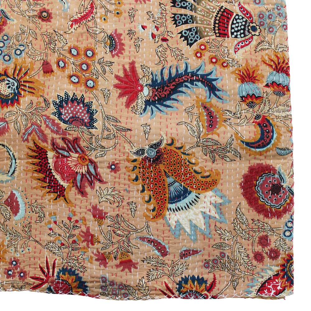 Desert Sand Floral Kantha Quilt