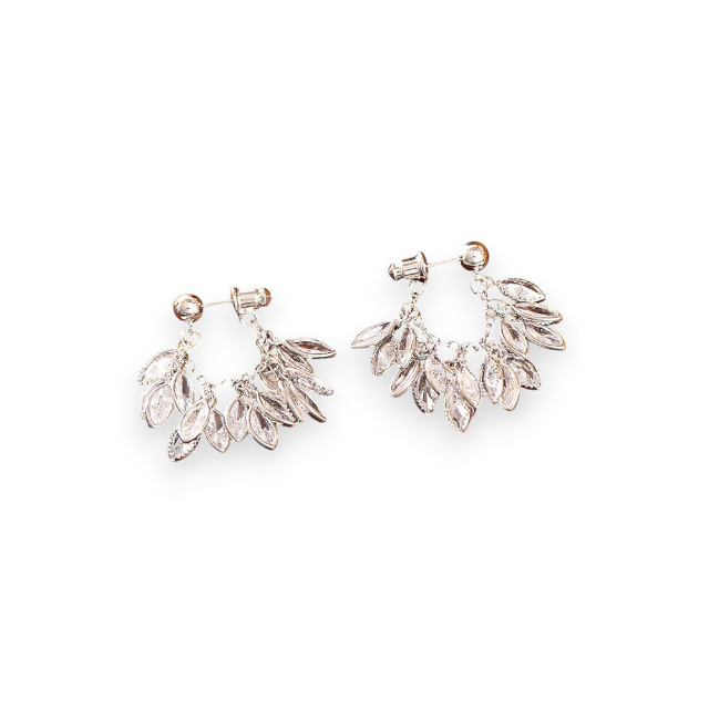 Leaf Chain Earrings - Silver