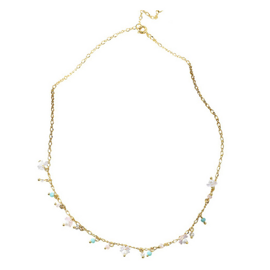 Multi Pearl, Clear & Blue Bead Necklace
