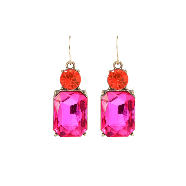 Hot Pink & Orange Drop Earrings
