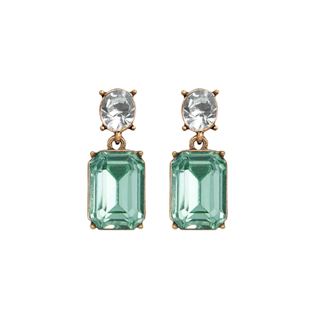 Soft Green & Diamond Drop Earrings