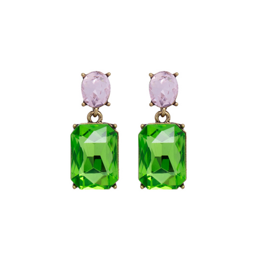Lime & Pink Gem Drop Earring