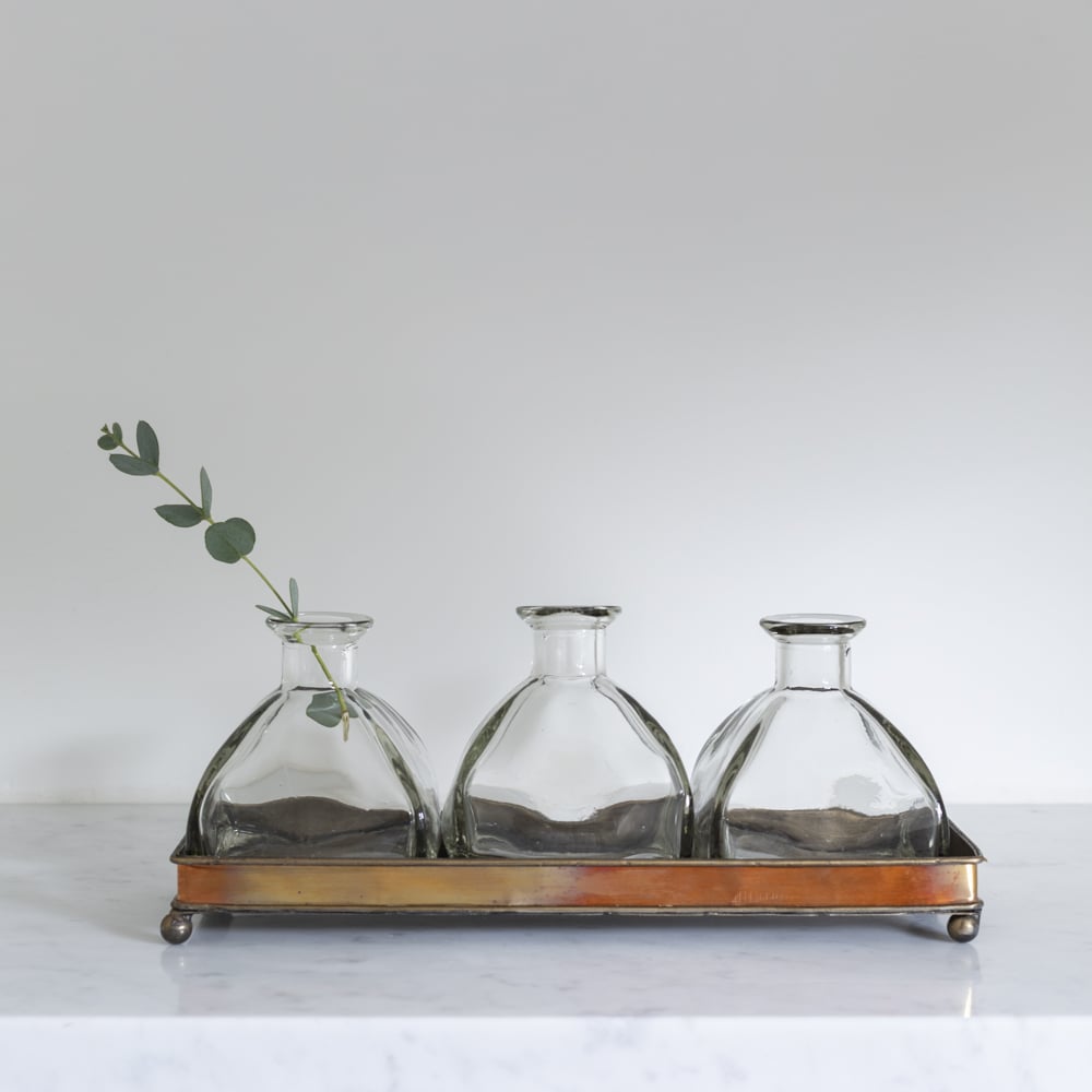 Copper Tray & 3 Bottles