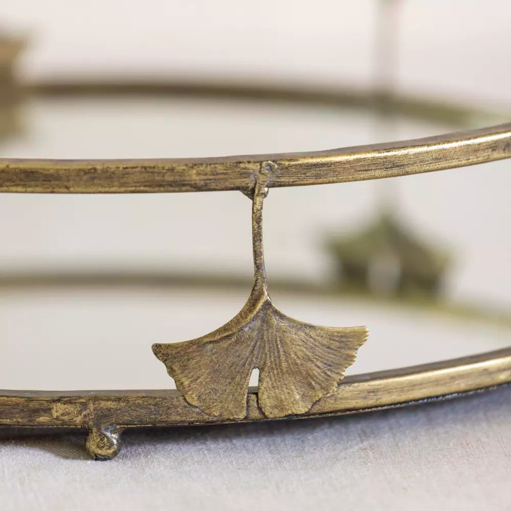 Golden Lotus Mirrored Tray
