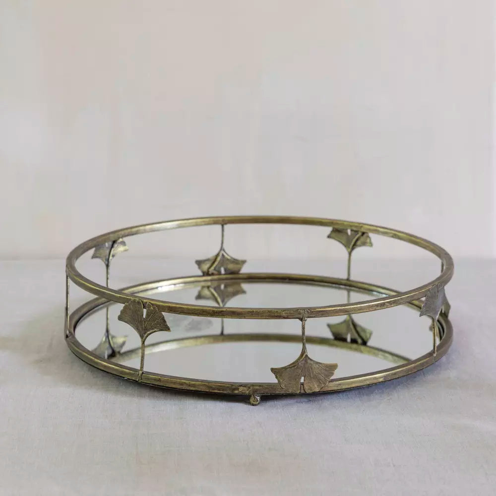 Golden Lotus Mirrored Tray