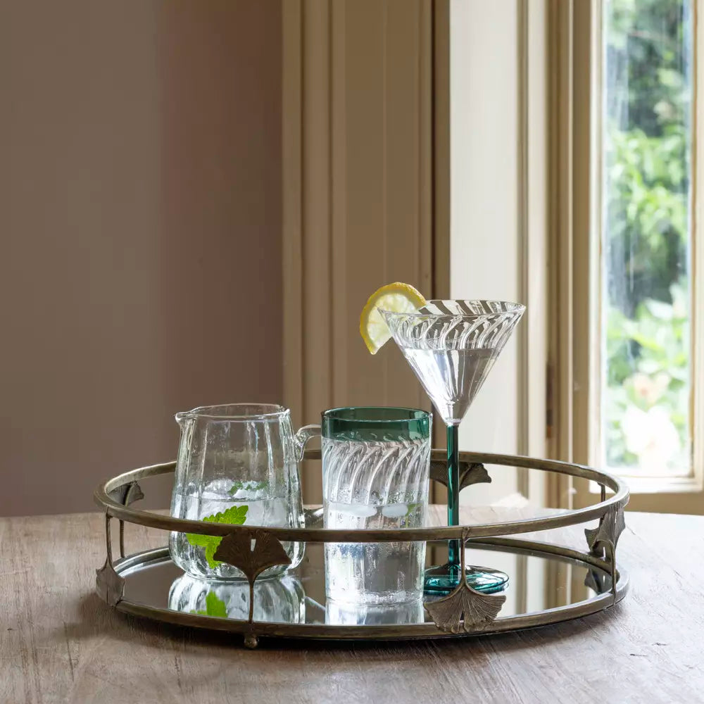 Golden Lotus Mirrored Tray