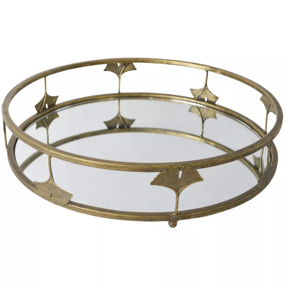 Golden Lotus Mirrored Tray