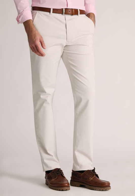 Leo - Stone, Tailored Fit, Stretch Cotton Chino