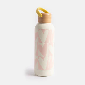 Pink Checkmate Heart Metal Water Bottle