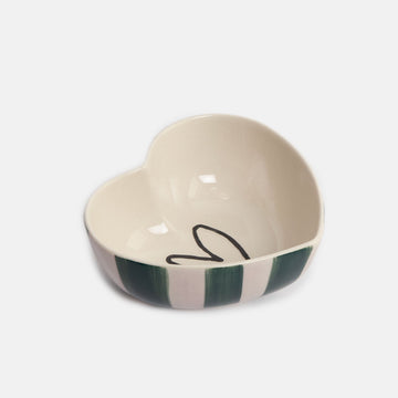 Pink & Dark Green Medium Heart Bowl
