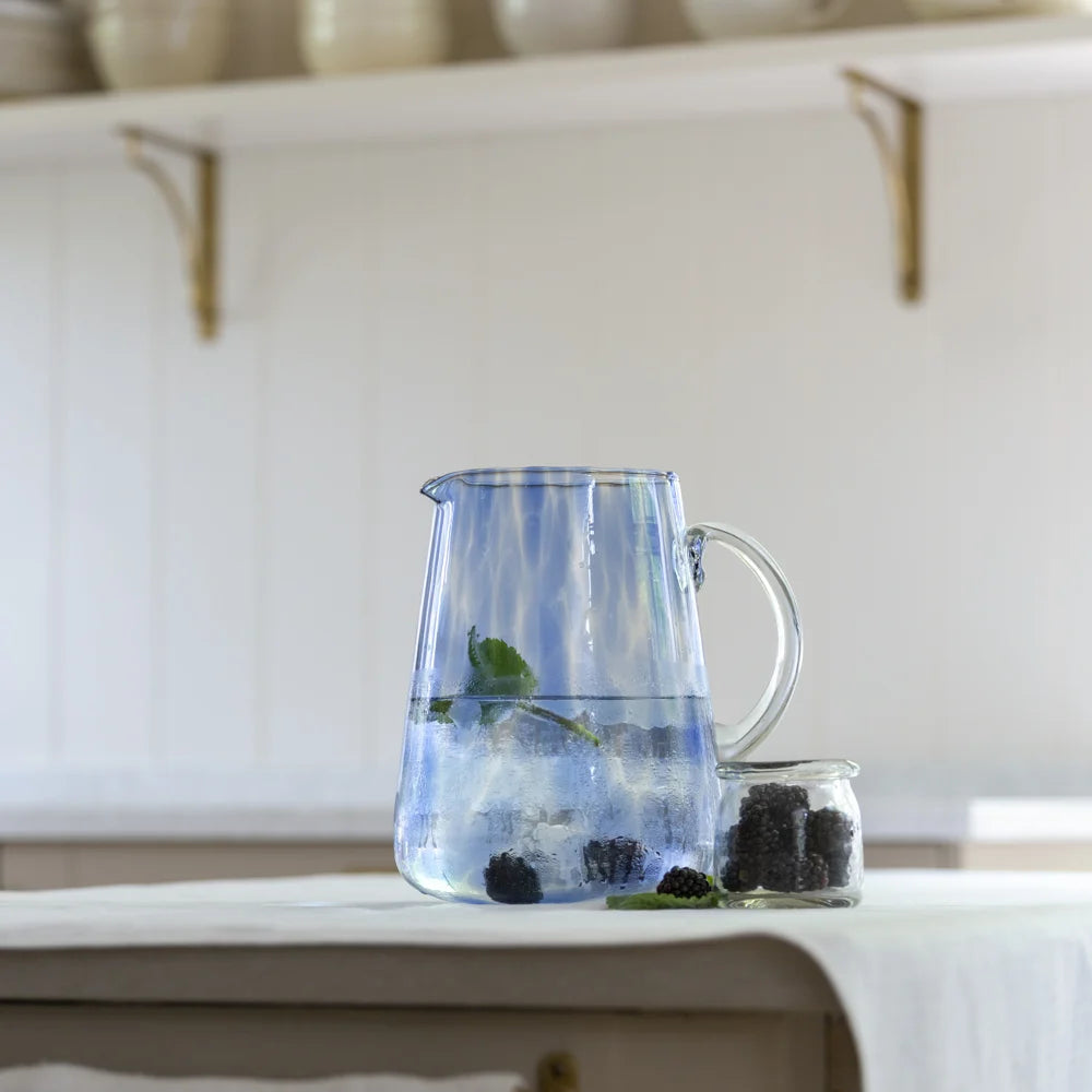 Glass Jug - Leopard Blue