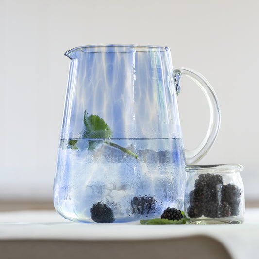 Glass Jug - Leopard Blue