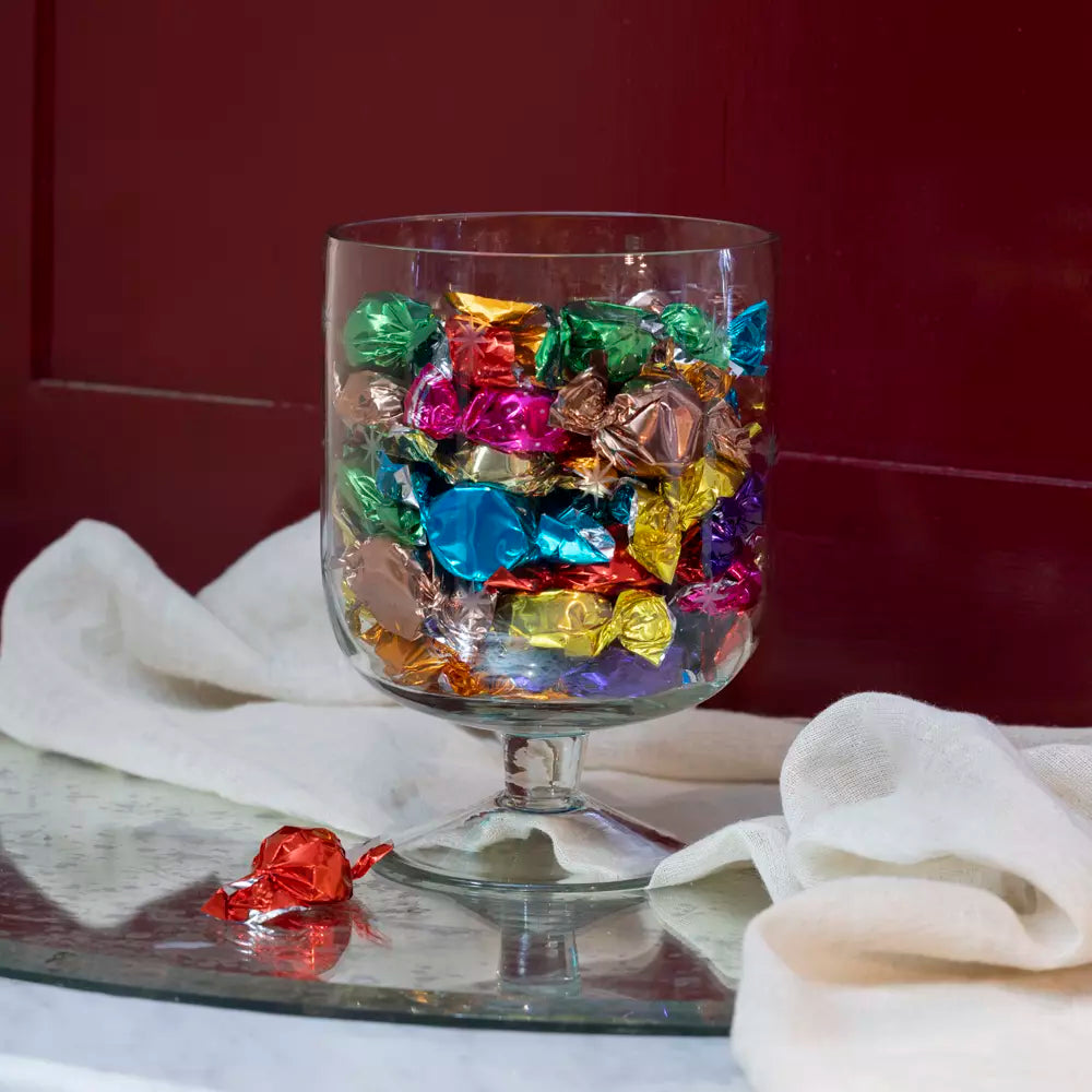 Glass Candleholder with Etched Stars