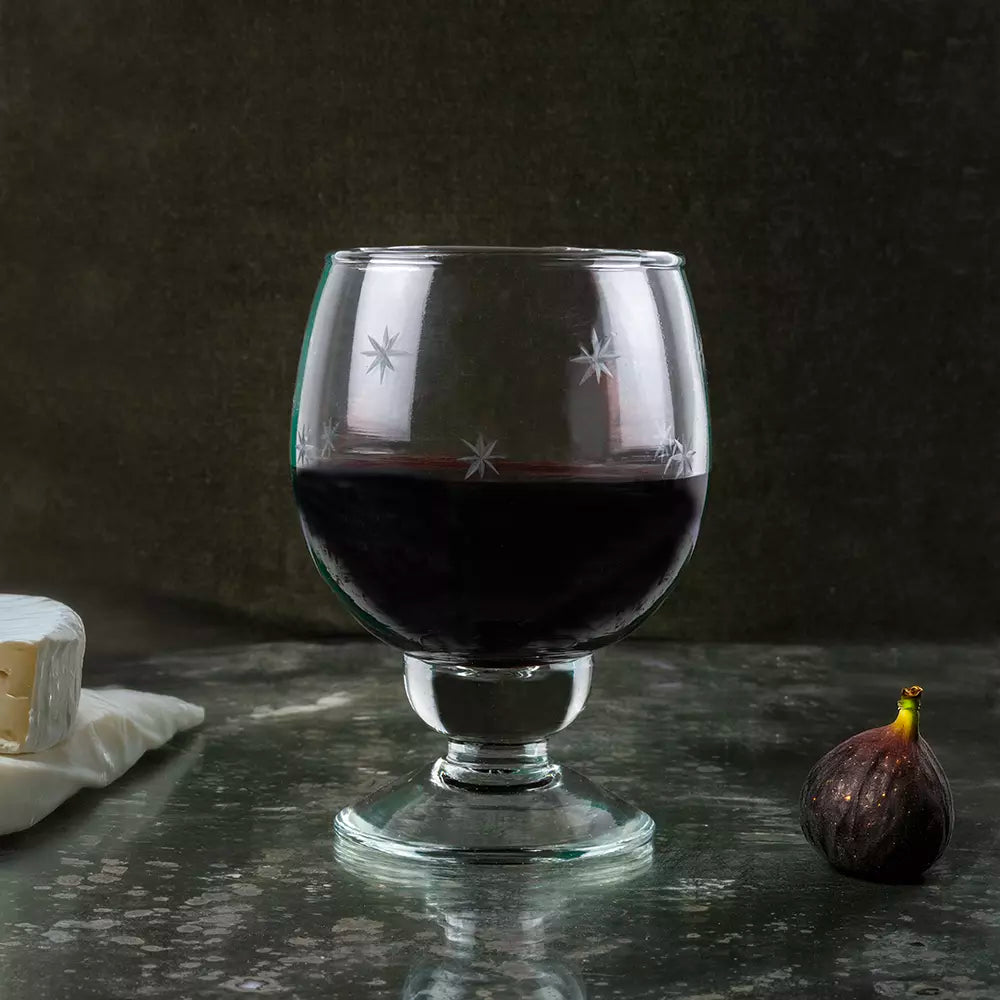 Large Wine Glass with Etched Stars