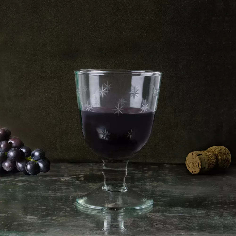 Small Wine Glass with Etched Stars