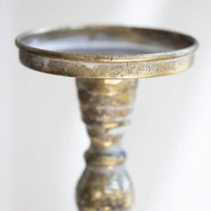 Small Pillar Candle Holder, Gold/White