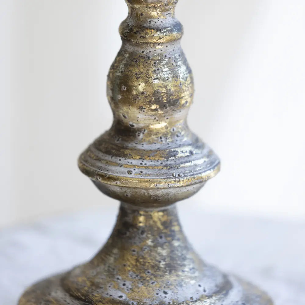 Small Pillar Candle Holder, Gold/White