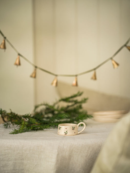 Hand Painted Tea Light Holder - Holly