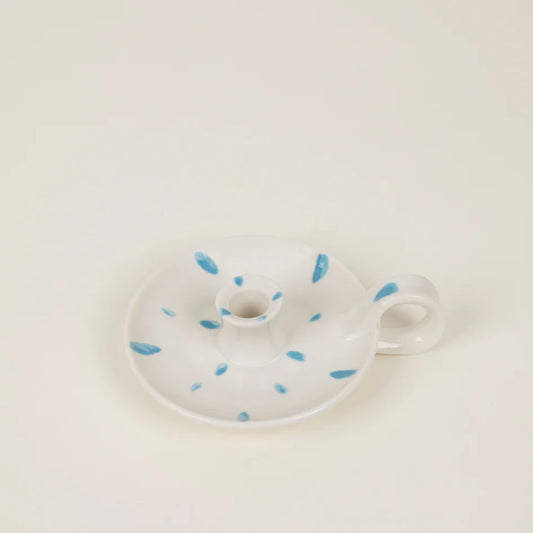 Sky Blue Brushmark, 1/2" Candle Holder with Handle