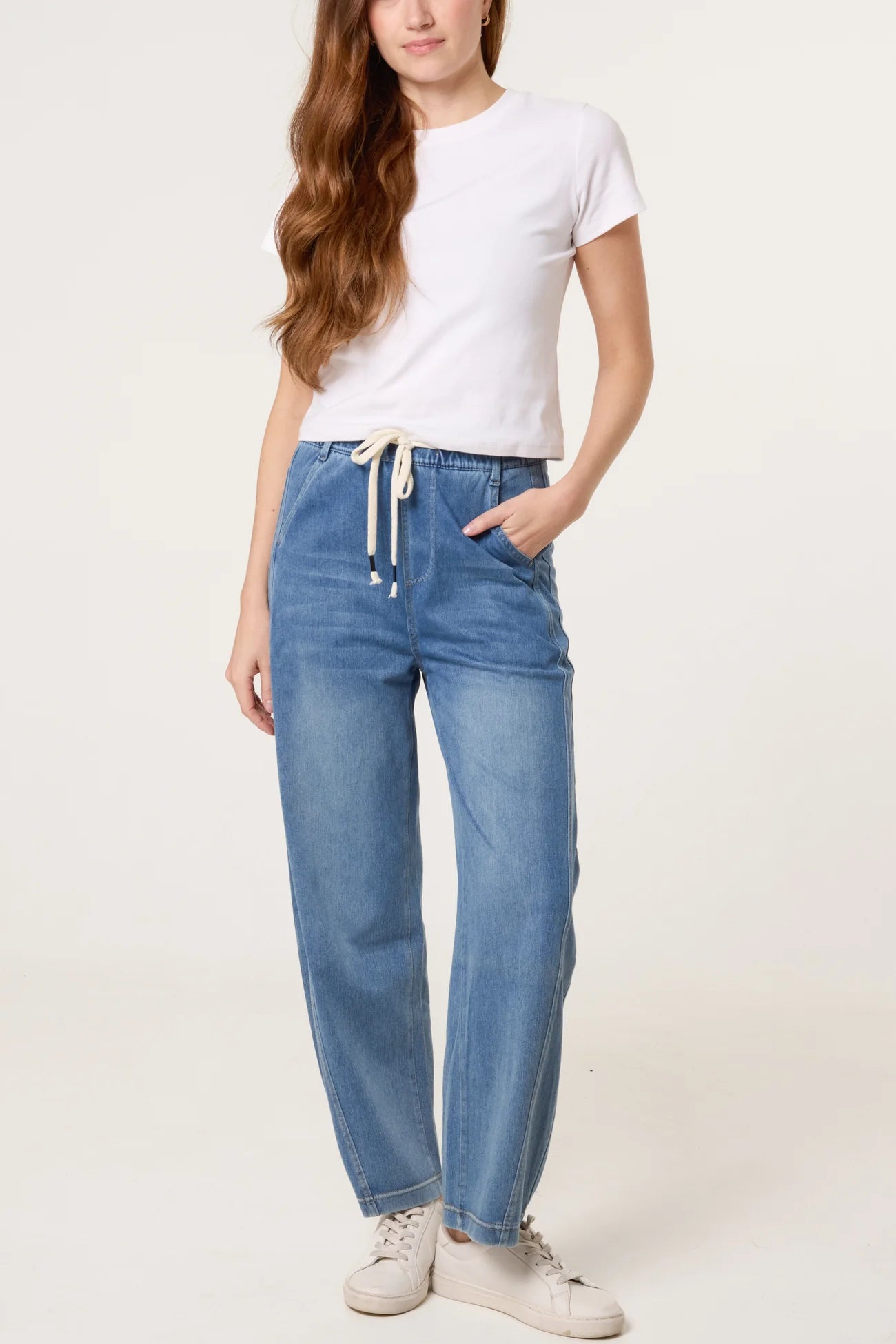Lightweight Elastic Waist Jeans