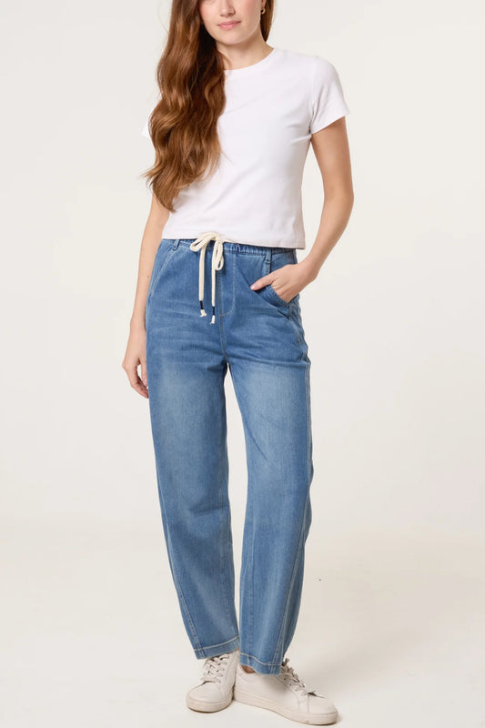 Lightweight Elastic Waist Jeans