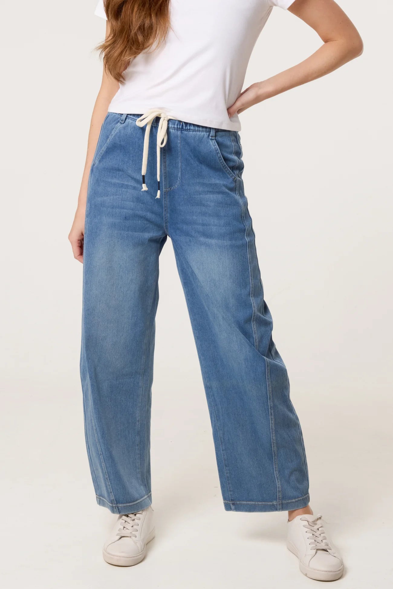 Lightweight Elastic Waist Jeans