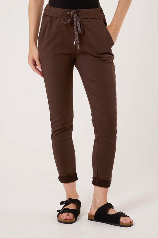 Magic Pants - Stretch Crushed Cotton - Chocolate