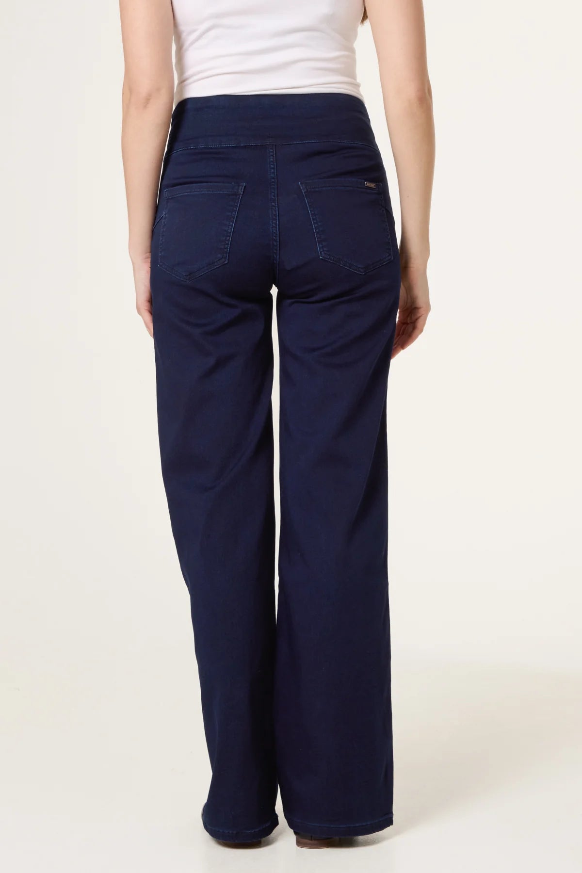 Indigo, Wide Leg Stretch Waistband Trousers