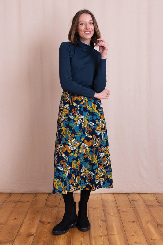 Printed A Line Midi Skirt