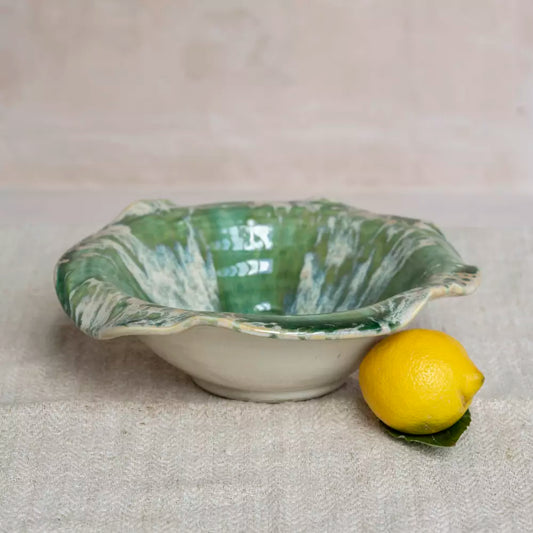 Glazed Bowl Green Stripe