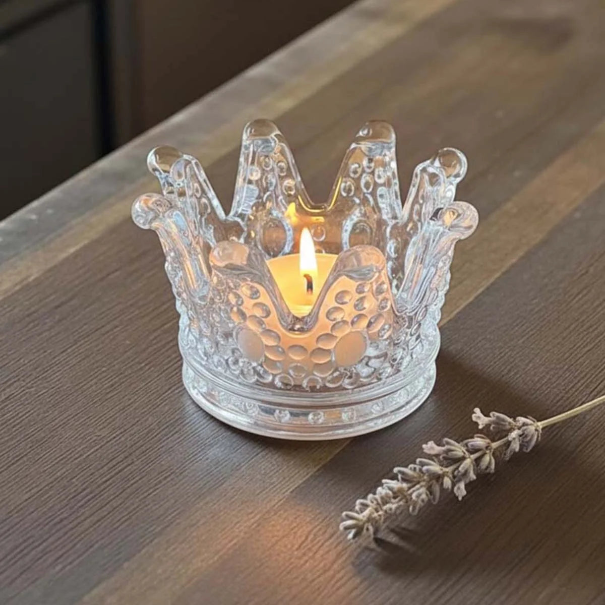 Glass Crown Tealight Holder