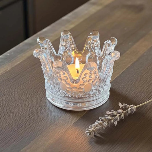 Glass Crown Tealight Holder