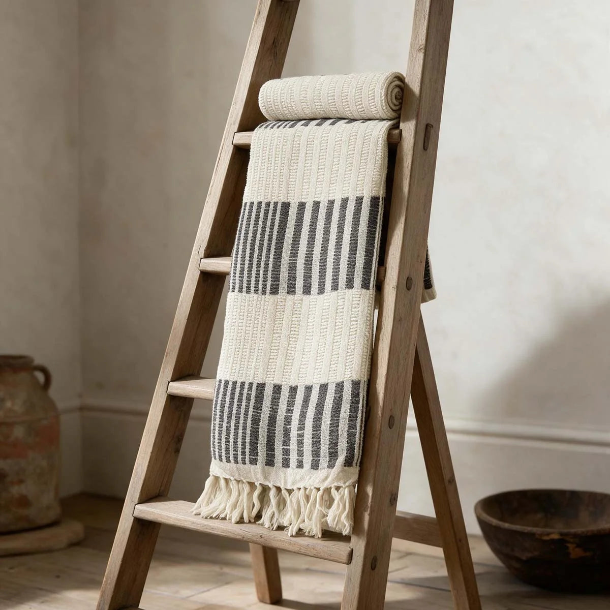 Grey Stripe, 100% Wool Throw