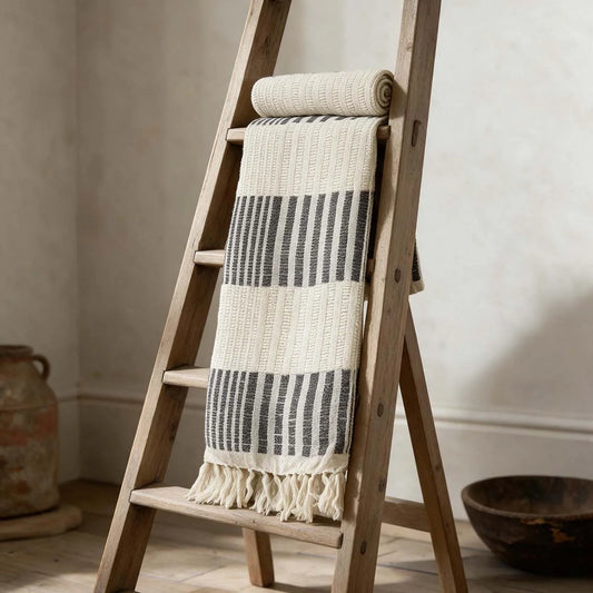 Grey Stripe, 100% Wool Throw