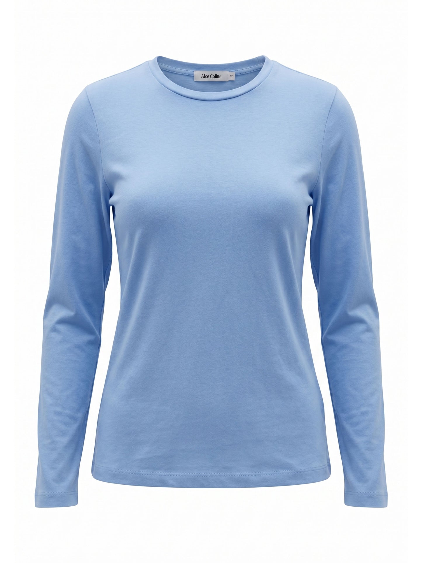 April Plain Crew Top, Blue Smoke