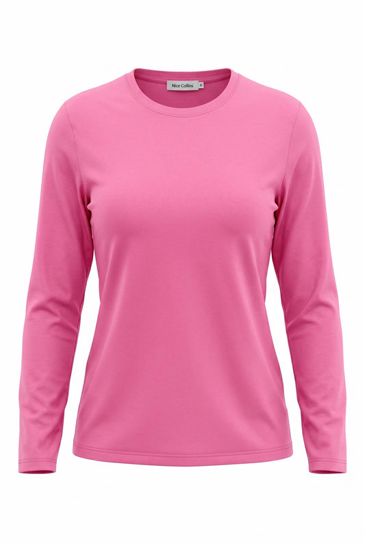 April Plain Crew Top, Raspberry