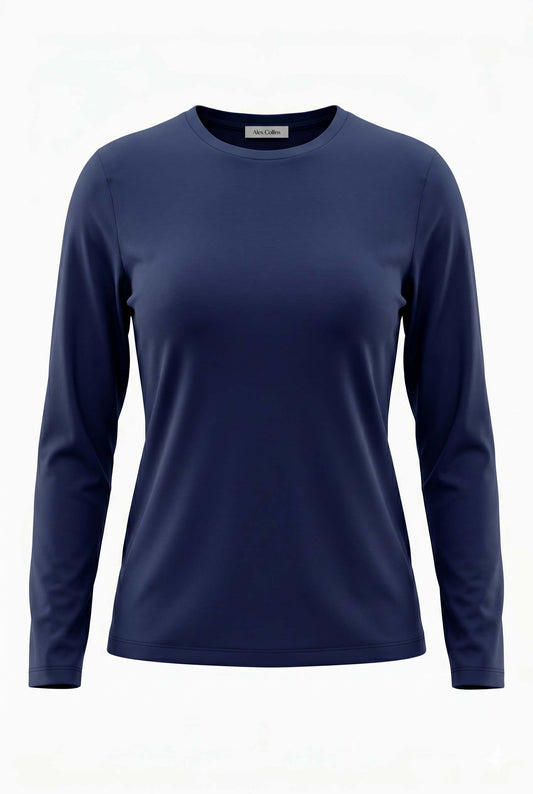 April Plain Crew Top, Rich Navy