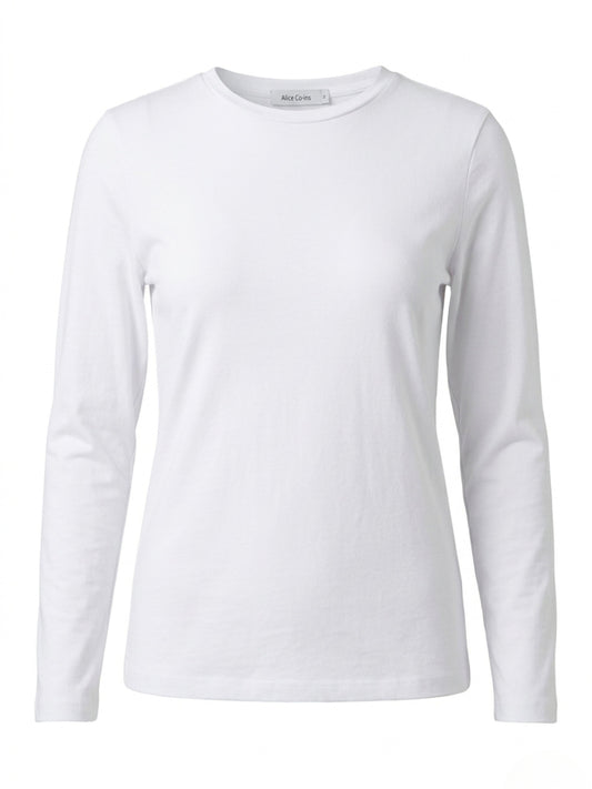 April Plain Crew Top, Winter White