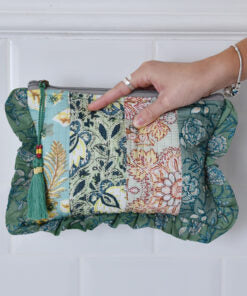 Green Mixed Block Print Make Up Bag