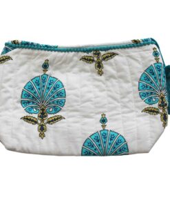 Aqua Shell Print Lined Wash Bag