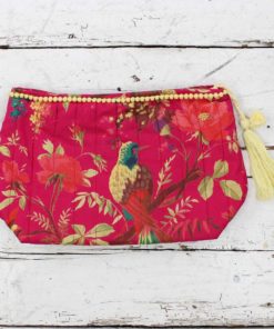 Hot Pink Bird Print Wash Bag