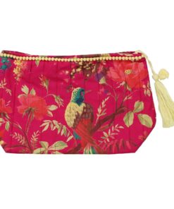Hot Pink Bird Print Wash Bag