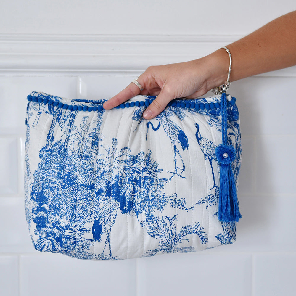 Blue & White Toile Wash Bag