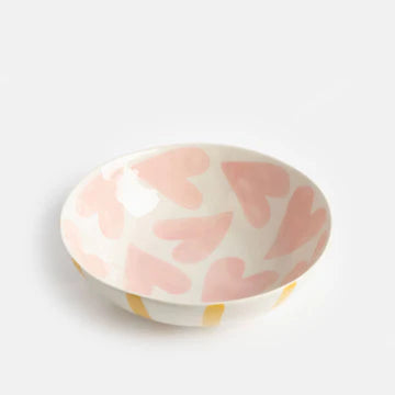 Pink Hearts Stoneware Bowl