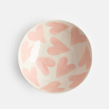 Pink Hearts Stoneware Bowl