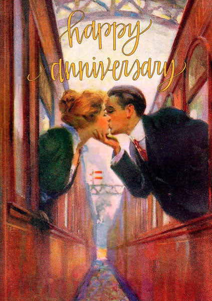 Kiss Across the Tracks - Greeting Card