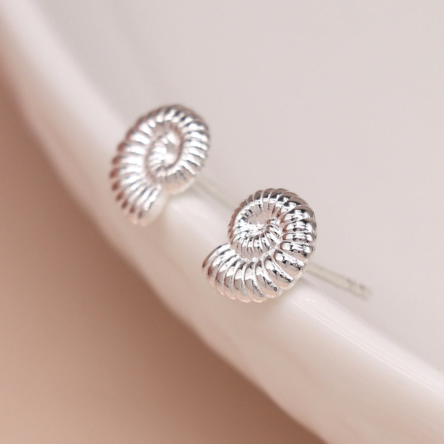 1080 - Ammonite Pendant Earrings - Sterling Silver