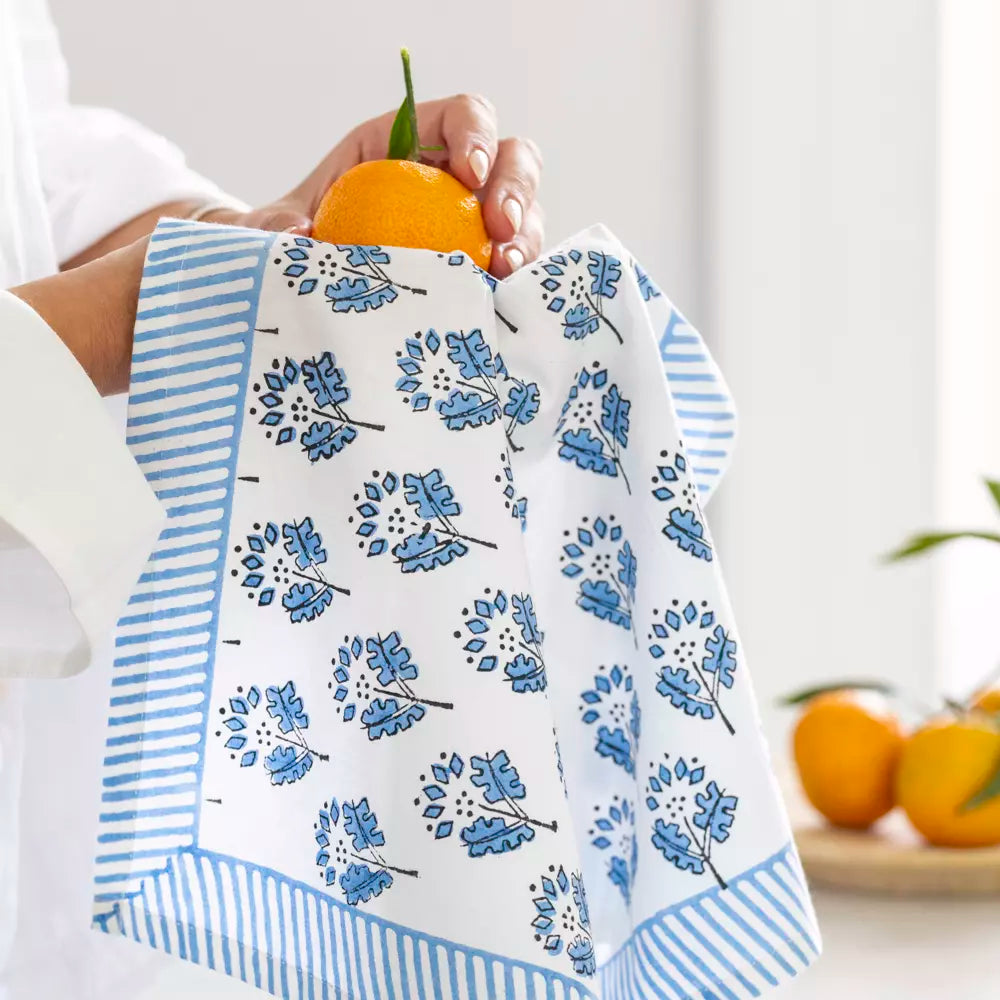 Periwinkle Blue Hand Block Print Napkin - Set of 4